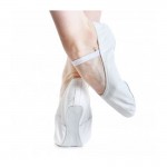 White Leather Ballet Shoes Full Sole